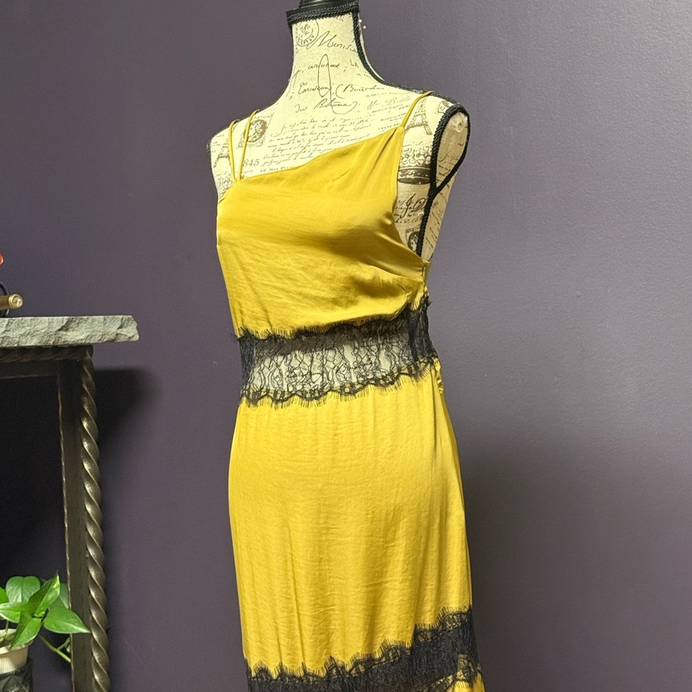 Zara Mustard Yellow Dress with Black Trim